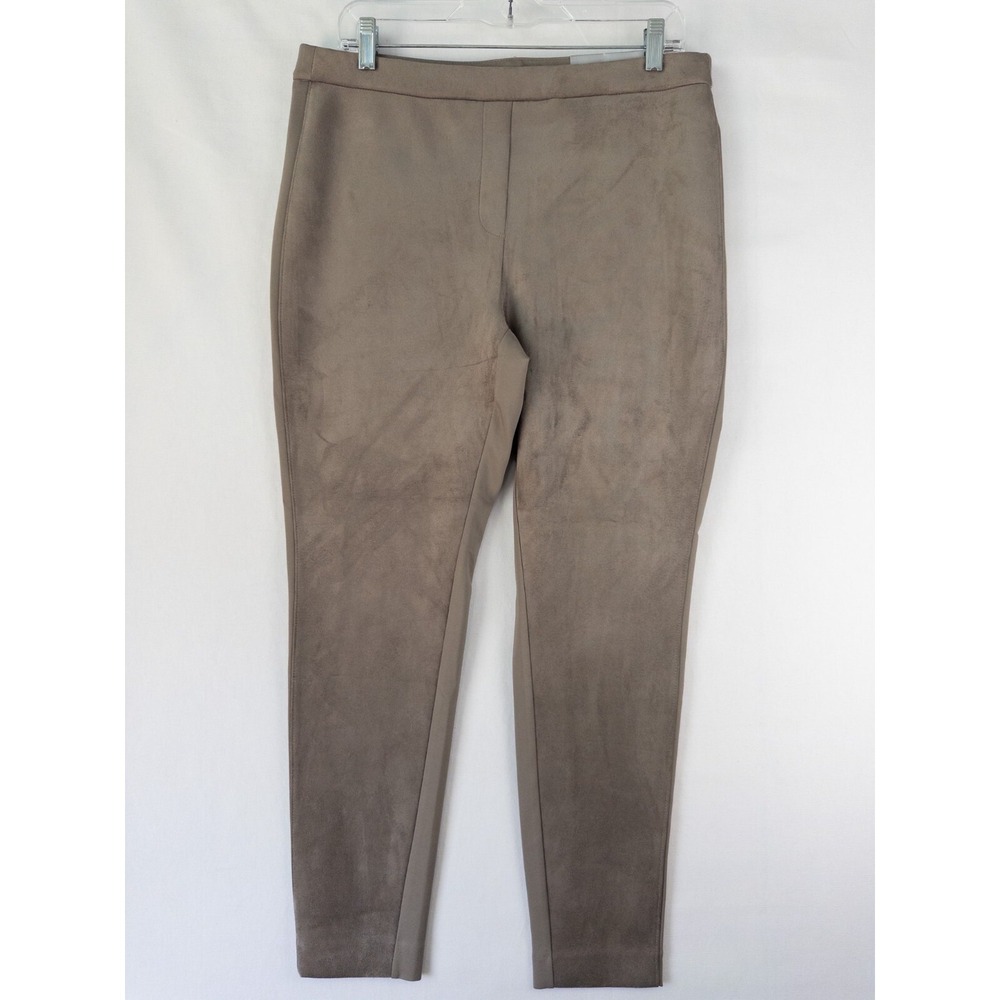 NWT $80 Chicos Suede Leggings Ponte Womens 12R Earthen‎ Taupe High Rise